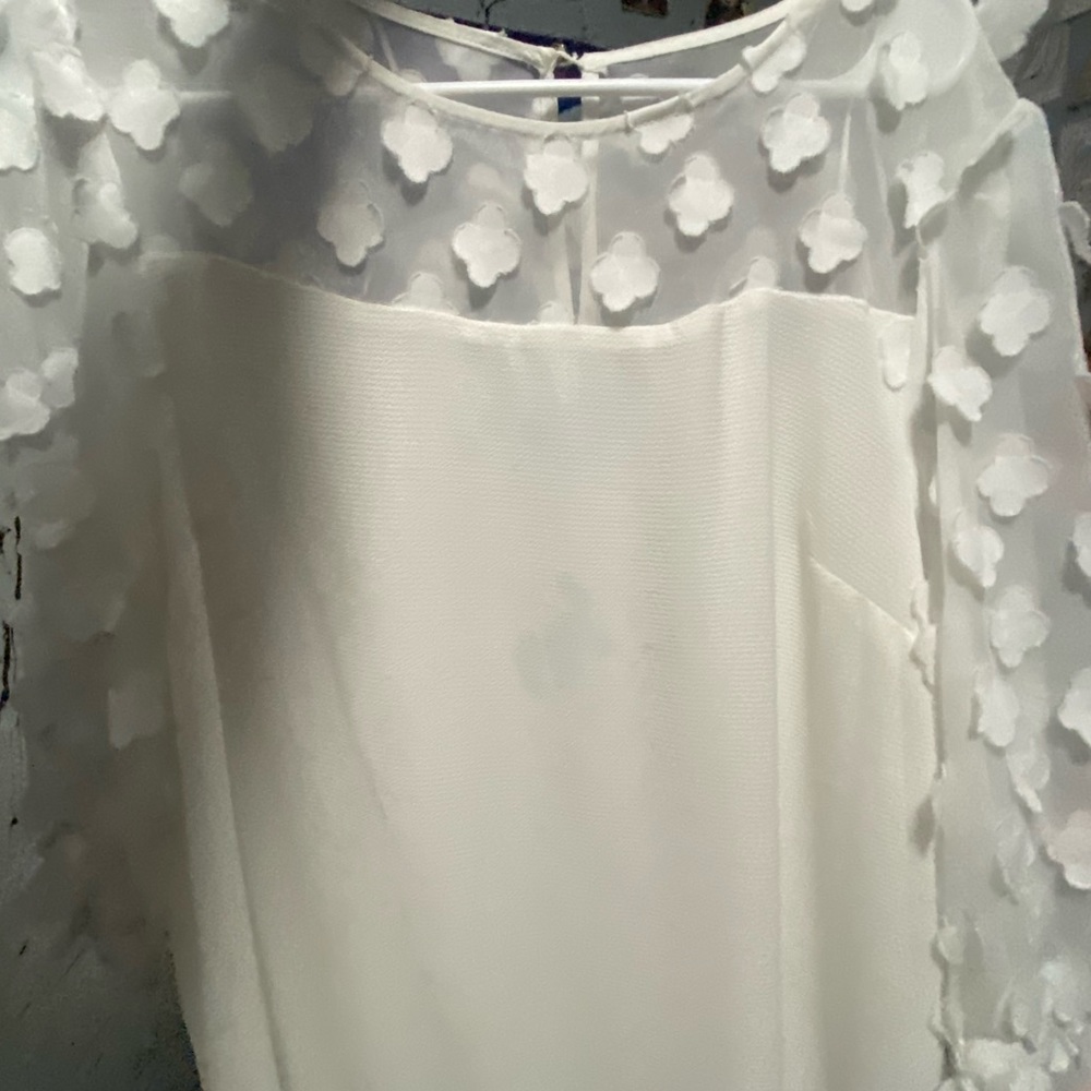 Cece white floral appliqué dress/spring dress!